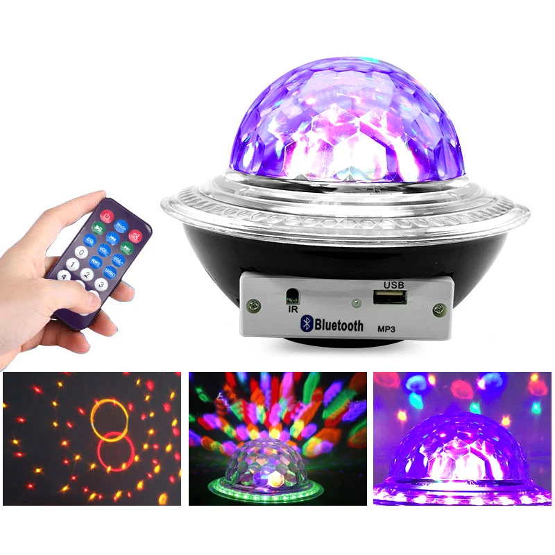 Bluetooth UFO giratorio bola mágica colorida 12W DISCO etapa atmósfera luz bluetooth altavoz KTV/Dance/fiesta negro/blanco