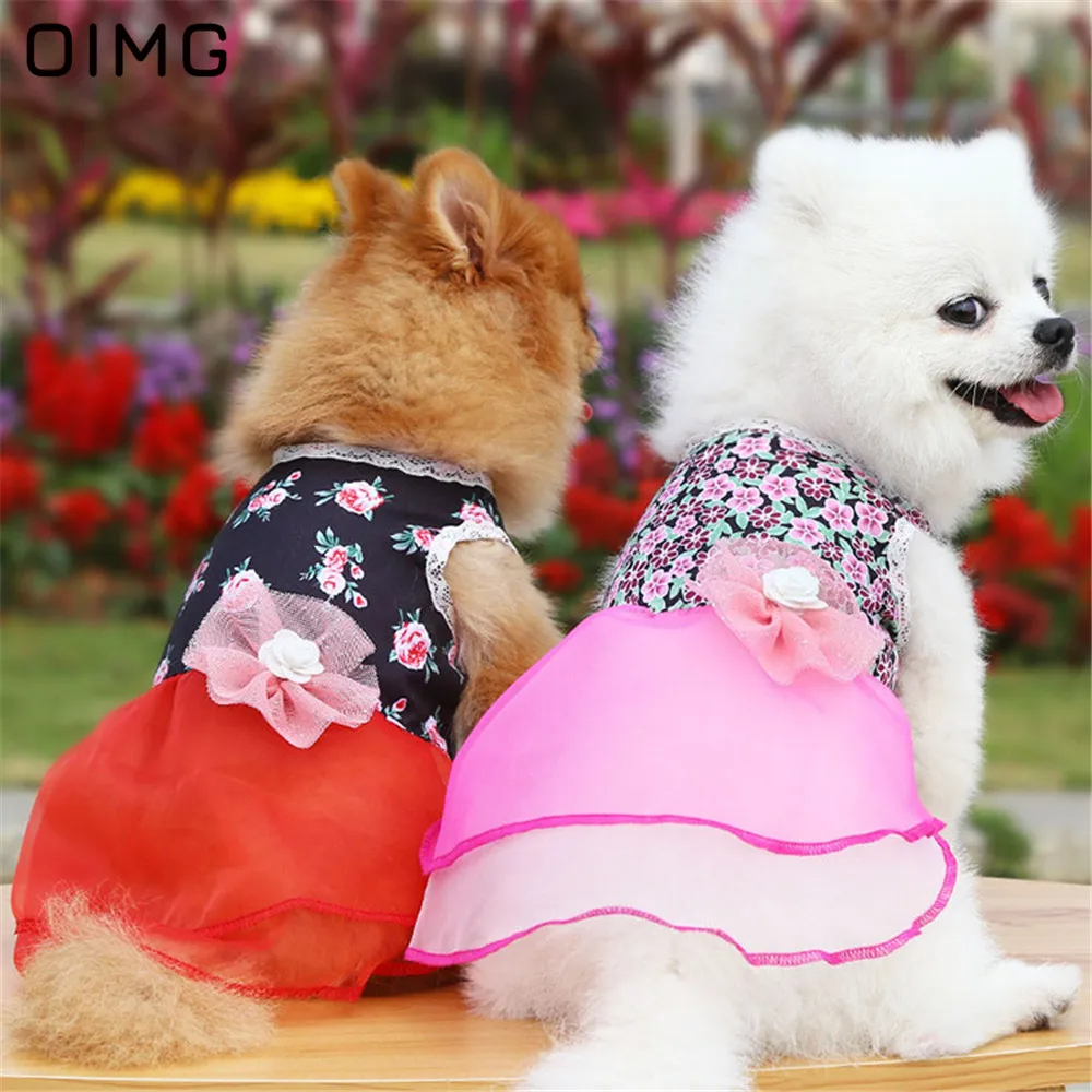 

OIMG Palace Dog Princess Dress Flower Party Bride Wedding Dog Dresses Cat Puppy Small Dog Clothes For Pomeranian Teddy Spitz