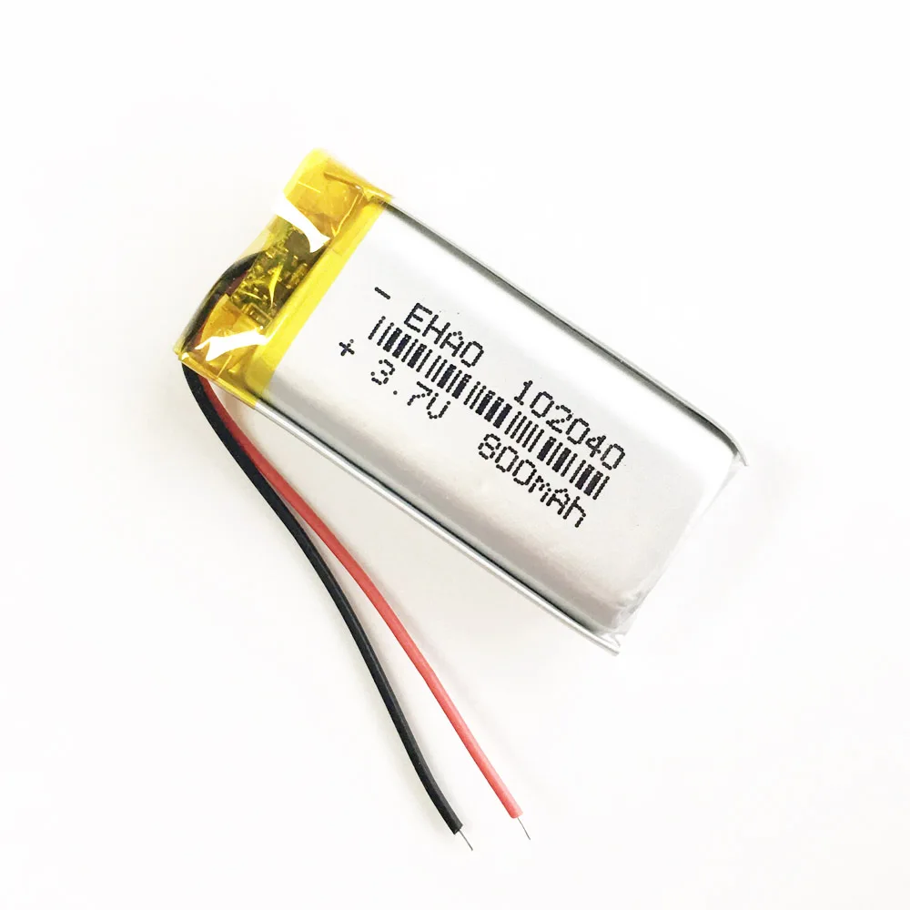 3.7V 800mAh Lithium Polymer LiPo Rechargeable Battery 102040 + JST Plug For Mp3 E-book Bluetooth Speaker LED Light Recorder