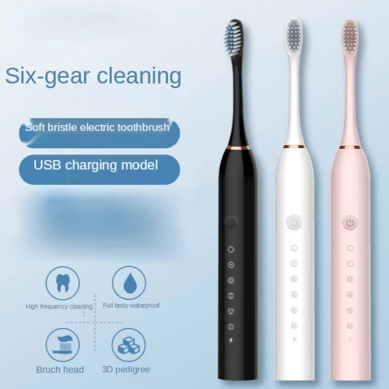 

Электрическая зубная щетка Smart Teethbrush, 6 моделей, автоматическая зубная щетка для взрослых, быстрая зарядка через USB, Набор сменных насадок