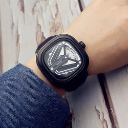 UTHAI CE95 Punk Style Square Turntable Boys Watch Trendy Men's Turntable Fashion Watch Wild Belt Waterproof Quartz Watch