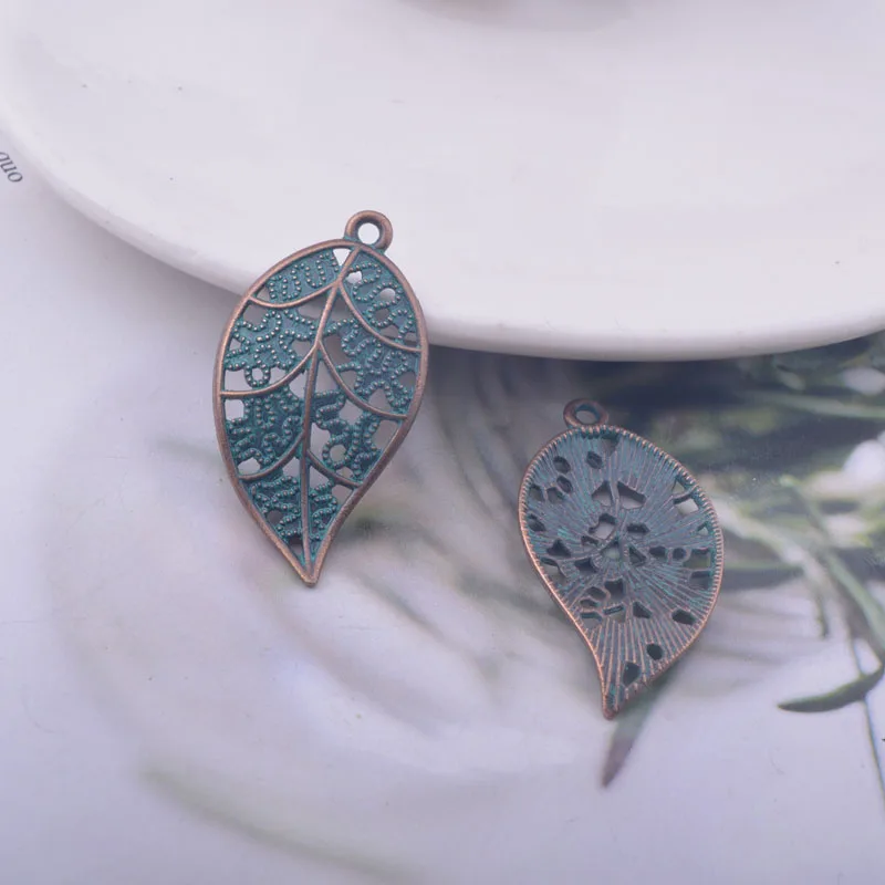 12 Stück/Set 15*30mm Böhmischer Stil Antike Bronze Blatt-Anhänger Legierung Ohranhänger DIY Schmuck Ohrring-Komponenten – Detail 5