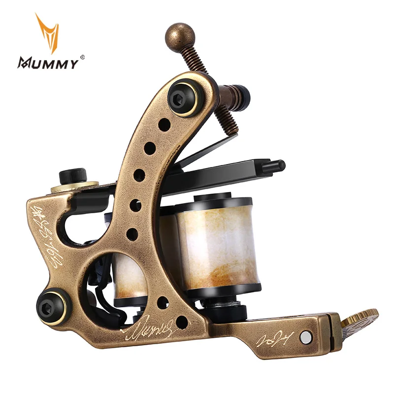 

Mummy Tattoo Gun Pure Copper Frame Coils Tattoo Machine For Liner Shader Traditional Handmade Retro Design