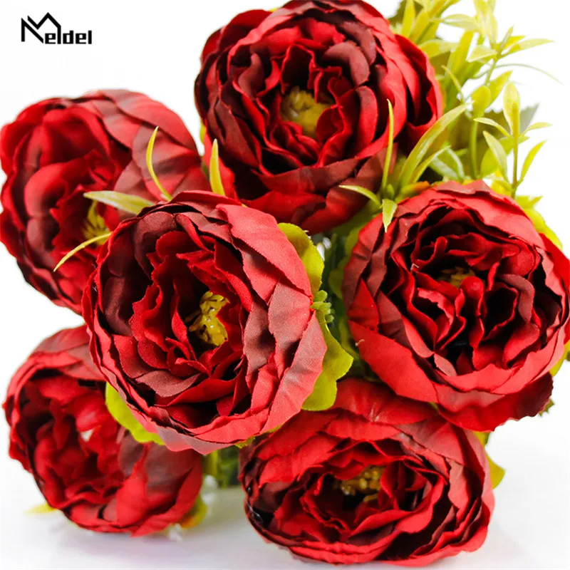 6 köpfe Große Seide Peonie Blumen Bouquet Künstliche Blumen Pfingstrose Braut Bouquet Hochzeit Dekor für Home Garten Hotel Faux Flores