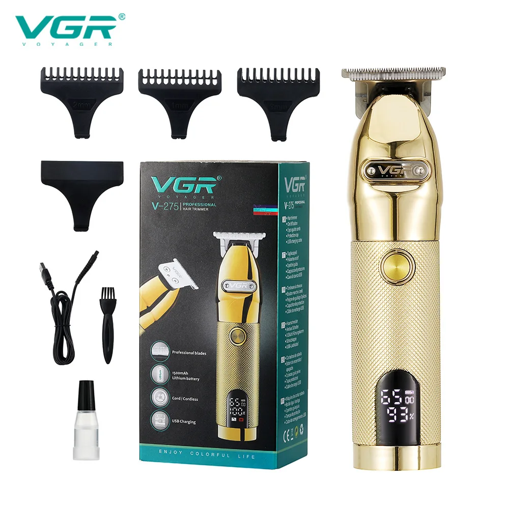 VGR Electric Hair Clipper Professional Personal Care Barber Hair Trimmer For Men Shaver LCD Rechargeable Metal Hair Clippers