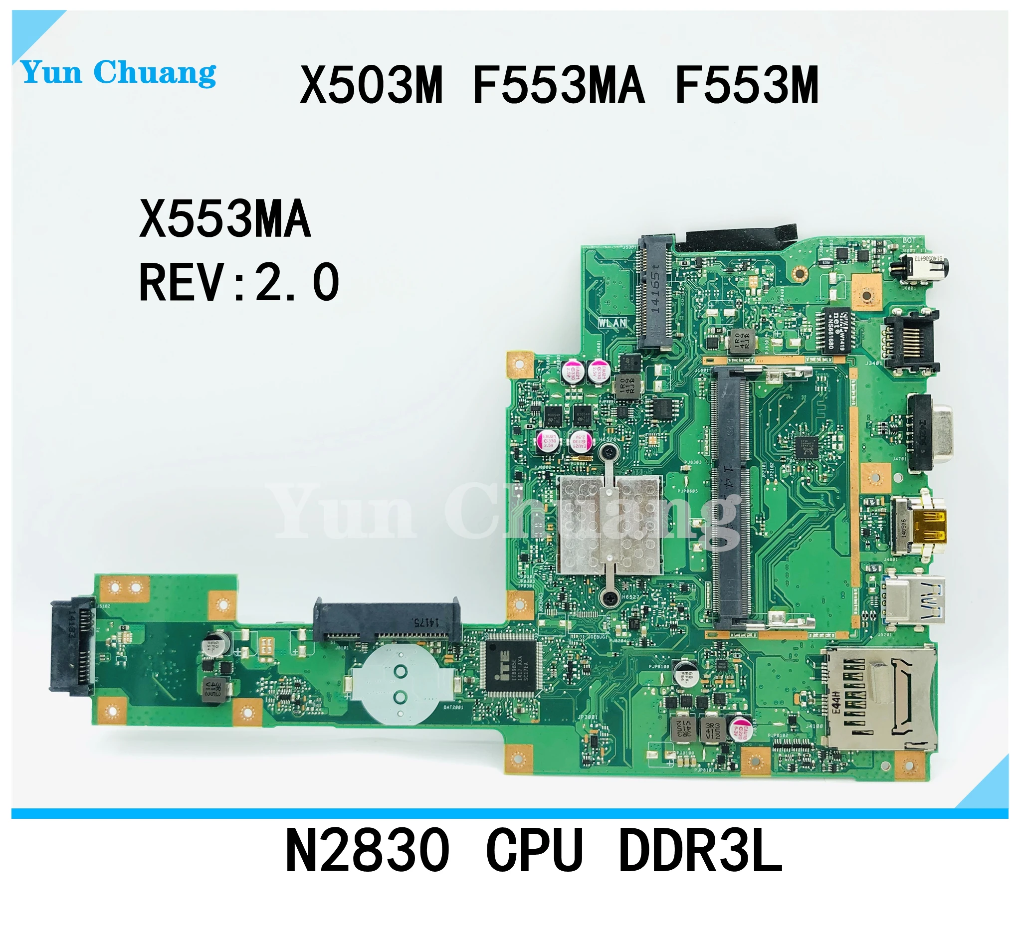 

X553MA Motherboard REV2.0 For Asus X503M F553MA F553M X553MA Laptop motherboard X553MA Motherboard N2840/N2830 CPU 100% Test OK