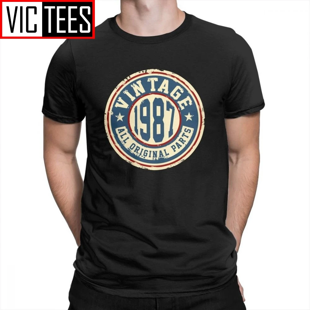 Vintage 1987 All Original Parts Men's Tees Short Sleeve T Shirt Comfortable Pure Cotton Summer Style Male T-Shirts