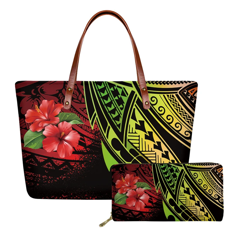 Marca de luxo bolsas femininas & bolsa 2 pçs/set lady top-alça saco totem polinésia flor impressão sacos de ombro carteira bolsa feminina