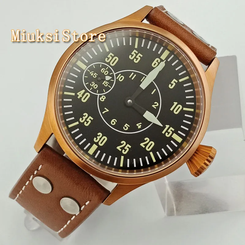 Fashion classic man mechanical watch Corgeut 43mm bronze plated case sapphire glass 6497 hand winding mens watch 2634
