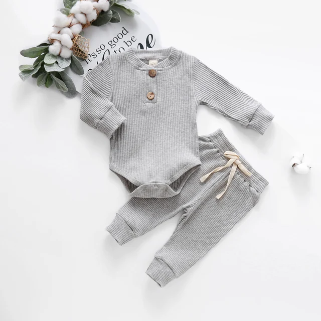 Infant Newborn Baby Girl Boy Spring Autumn Ribbed/Plaid Solid Clothes Sets Long Sleeve Bodysuits + Elastic Pants 2PCs Outfits 3 Infant Newborn Baby Girl Boy Spring Autumn Ribbed/Plaid Solid Clothes Sets Long Sleeve Bodysuits + Elastic Pants 2PCs Outfits 3