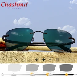 NEW Titanium Transition Aviation Sunglasses Photochromic Reading Glasses Rimless Eyeglasses Men with Diopters