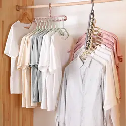 Multi-port Clothes Hanger Rack, Folding Closet Organizer, Space Saving Hanger para roupas, Secagem Rack, 9 buracos