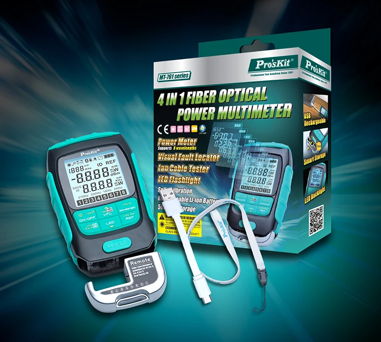 Pro'skit MT-7615 Optische Power Meter 4 In 1 Multifunctionele Fiber Netwerk/Uitschakeling/Lan Kabel Tester Visual Fault Locator