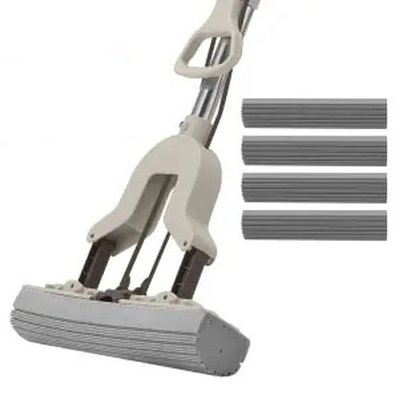 

Sponge Mop Mop Household Sponge Absorbent Double Fold Mop Retractable Rod Squeeze Water Glue Cotton Mop Mop and Bucket Floor Mop