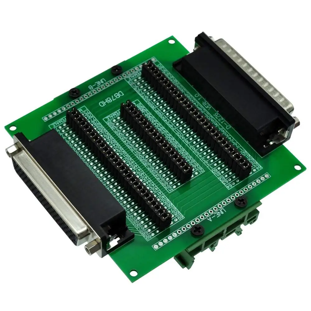 CZH-LABS DIN Rail Mount D'sub DB78HD Diagnostic Test Breakout Board, DSUB DB78HD Connector Male to Female.