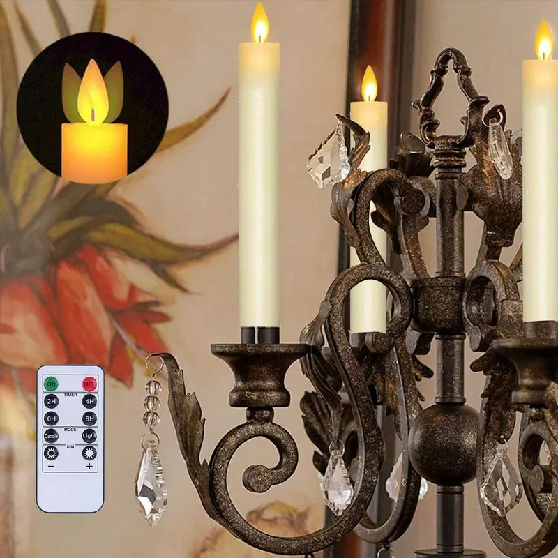 120 pces movendo a dança wick flameless led atarraxamento controle remoto com temporizador bateria operar vela de mesa de festa de casamento candlestick-10"