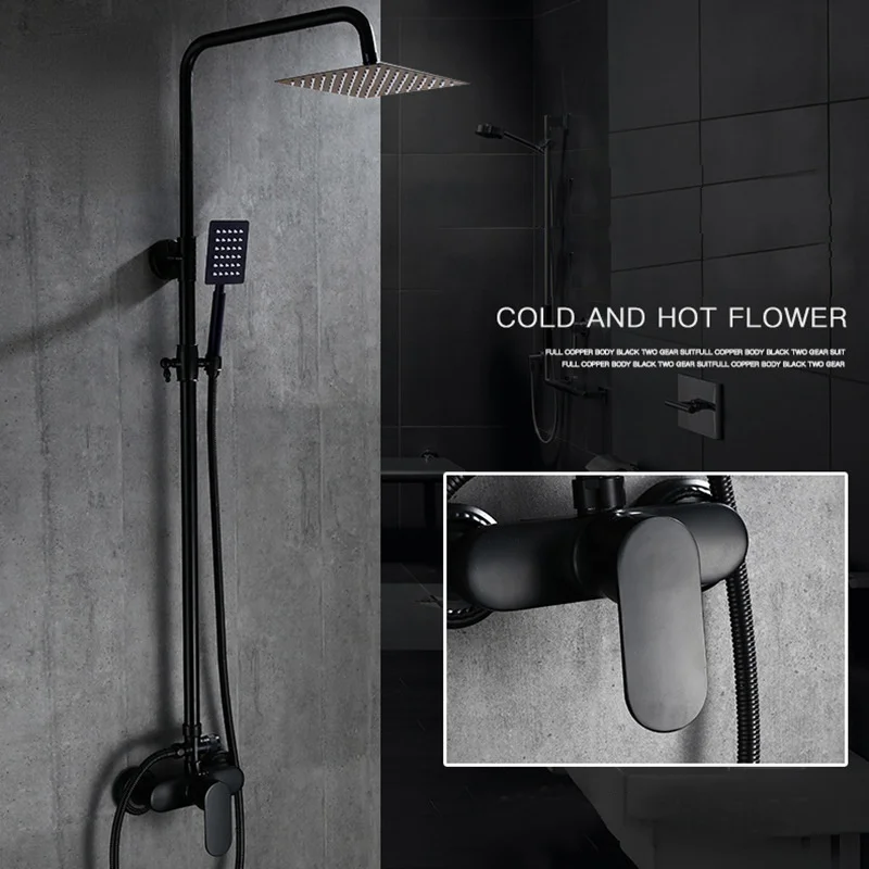 

Black Shower Faucets Wall Mounted Bathroom Shower Mixer Shower Faucet Bath Faucet Rainfall Mixer shower set Hand Shower Spray