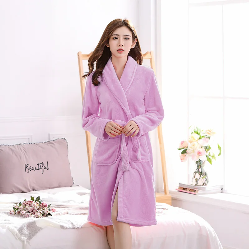 Elegante modello grazioso velluto corallo donna casual caldo homewear accappatoio di flanella amanti morbido accappatoio халат жletidhe теплый