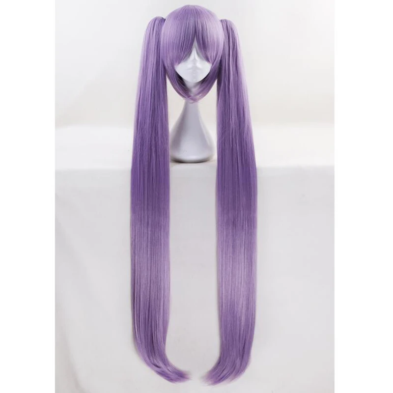 

110cm Fate/Grand Order FGO Euryale Stheno Long Straight Purple Cosplay Wig With Clip On Ponytail Halloween Costume Party Hair