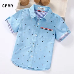 GFMY 2020 Hot Sale Children Shirts Casual Solid Cotton Short-sleeved Boys shirts For 2-14 Years Ribbon Decoration Baby shirts