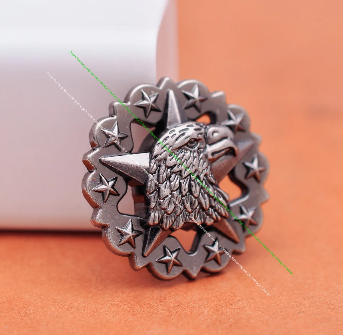 10X 29*29mm Antique Sliver Western Cowboy Round Star Eagle Conchos Button For Saddles Headstall Bridle Leathercraft Decor