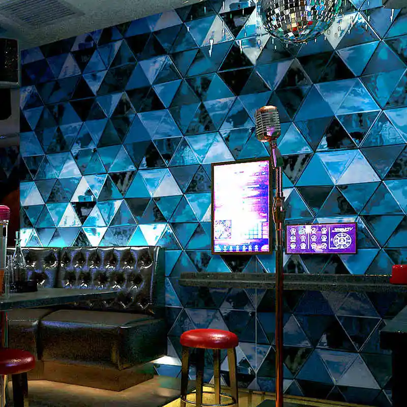 

Wallpaper 3D Wall Covering for KTV Disco Dance Hall Corridor 53cm x 9.5m Flashy Triangle Red Blue Green Black Purple Orange