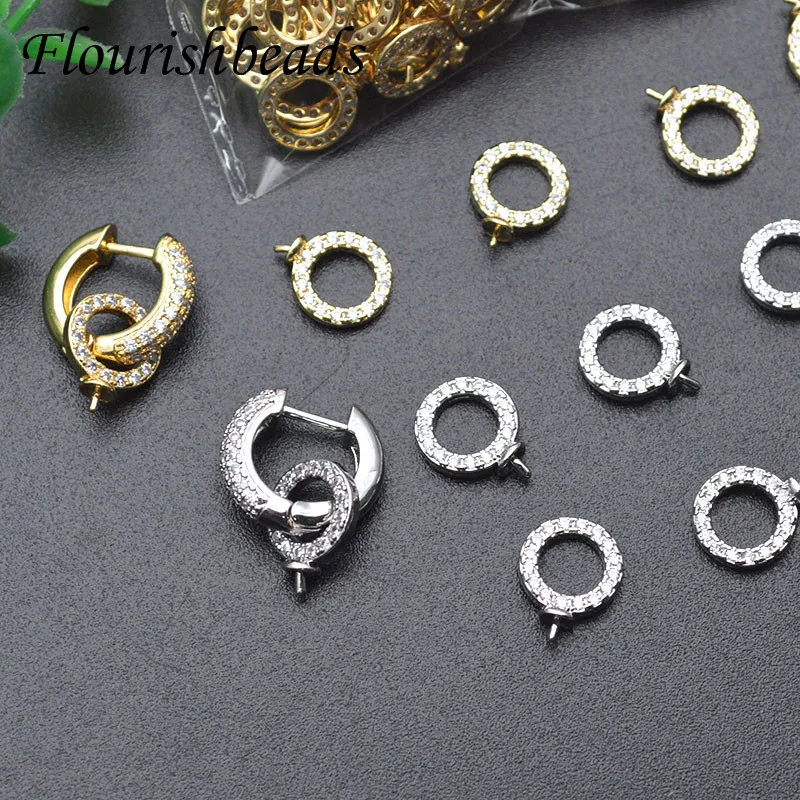 30pcs High Quality Paved Rhinestone Earring Connector with Pin Fit Beads DIY Earrings Luxury Jewelry Making Components