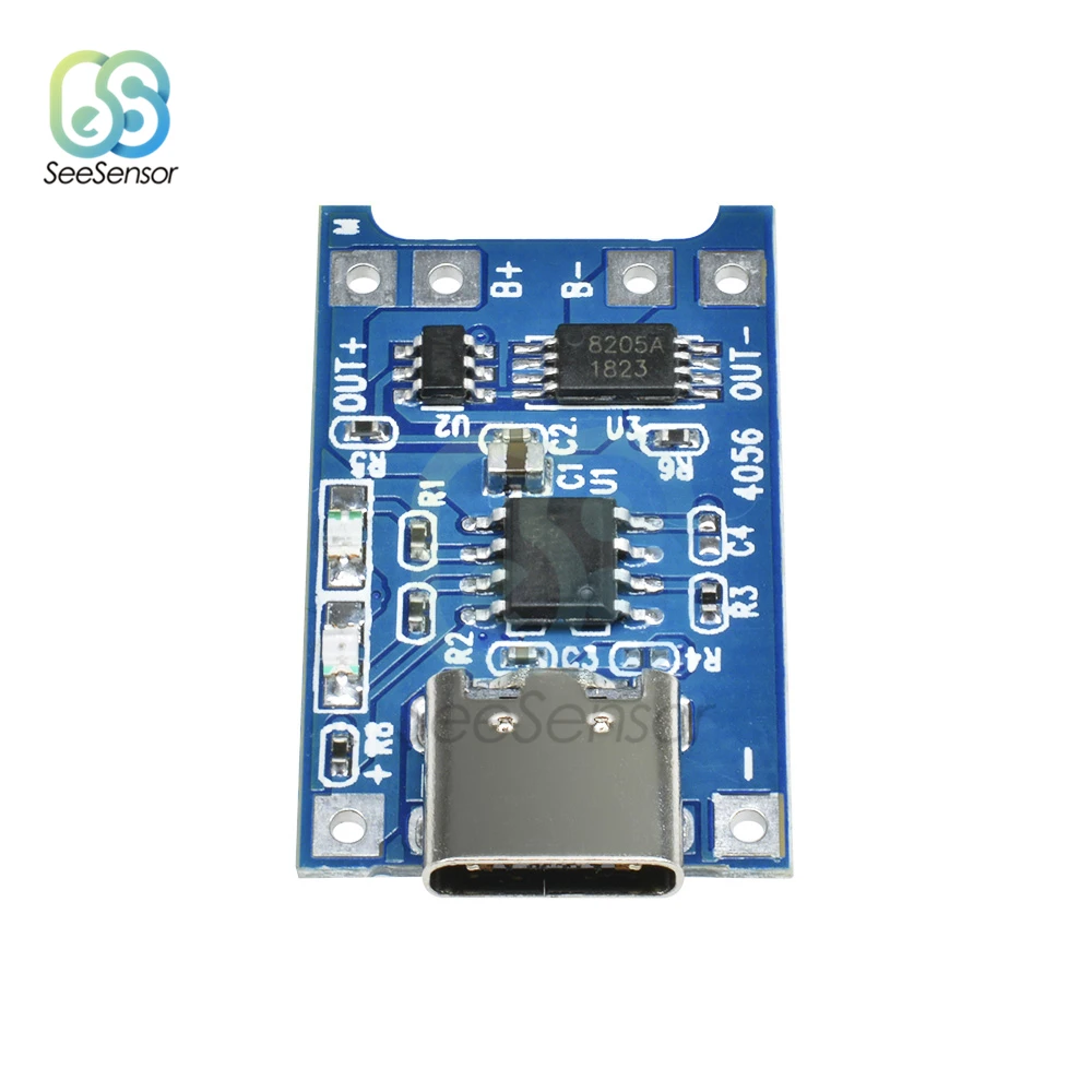 5Pcs USB Type-C 5V 1A 18650 TP4056 Lithium แบตเตอรี่โมดูลชาร์จชาร์จด้วย Board Dual ฟังก์ชั่น1A Li-Ion