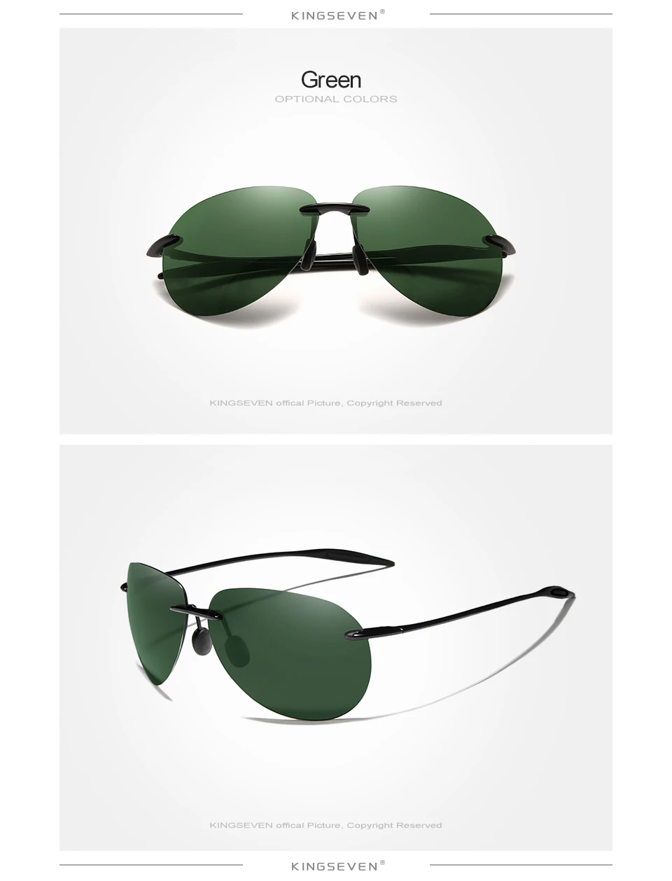 KINGSEVEN DESIGN Herren Klassische Pilotensonnenbrille Polarisierte Sonnenbrille Für Männer Fahren Spiegellinse UV400 Schutz Oculos N7027 – Detail 4