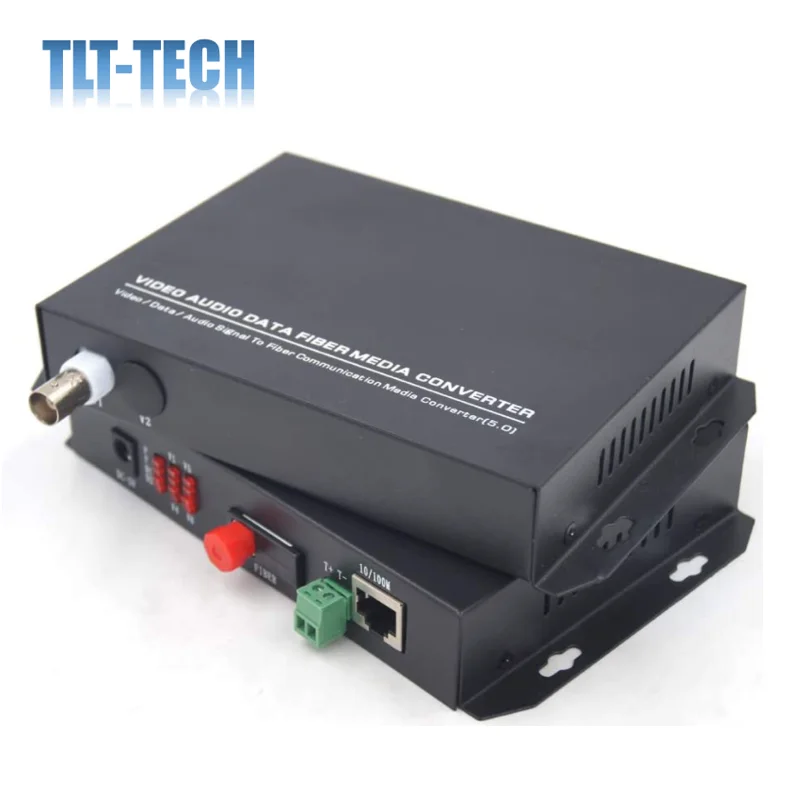 1 Channel Video 10/100Mbps Ethernet Over Fiber Optic Media Converters, Single Singlemode Fiber up 20Km for Analog and IP Camera