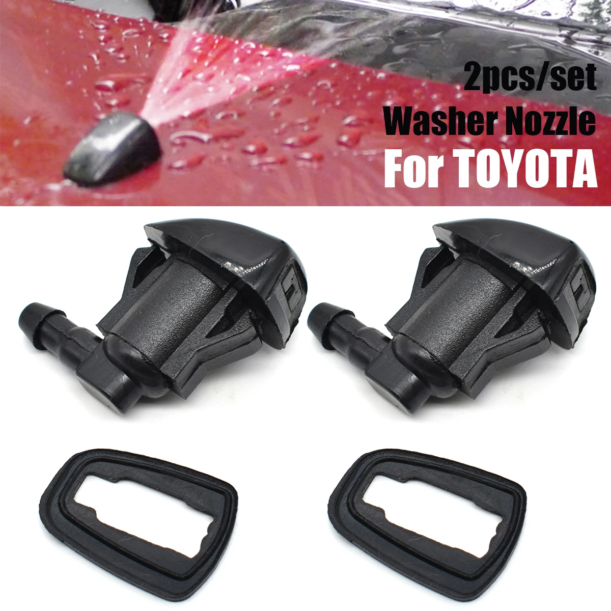 Boquilla de limpiaparabrisas para parabrisas delantero de coche, pulverizador de agua, 2 piezas, 85381-AE020, Toyota E120, Corolla, Camry, Sienna,