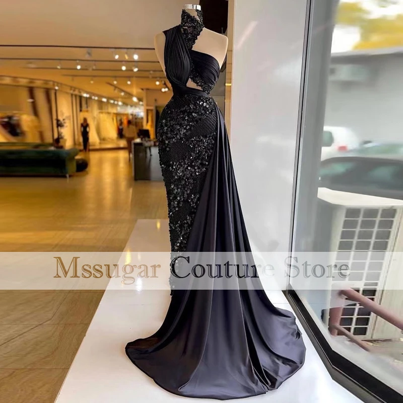 

2021 New Black Mermaid Prom Dresses Appliques Beading Sequins Celebrity Dress robe de soirée de mariage