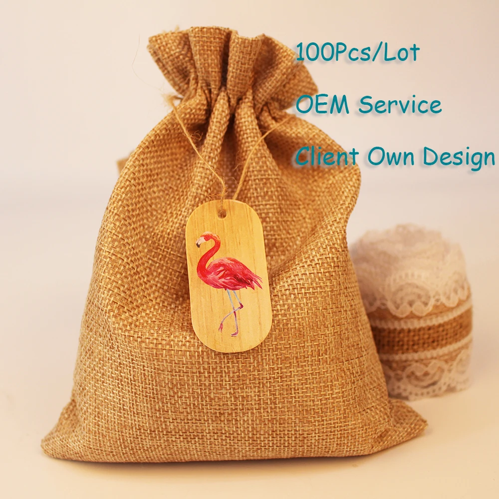 

Flamingos Organza Bag Tag Natural Burlap Bag Tag White/Brown/Black/Black Kraft Paper Card Printing Hangtag Can Customized