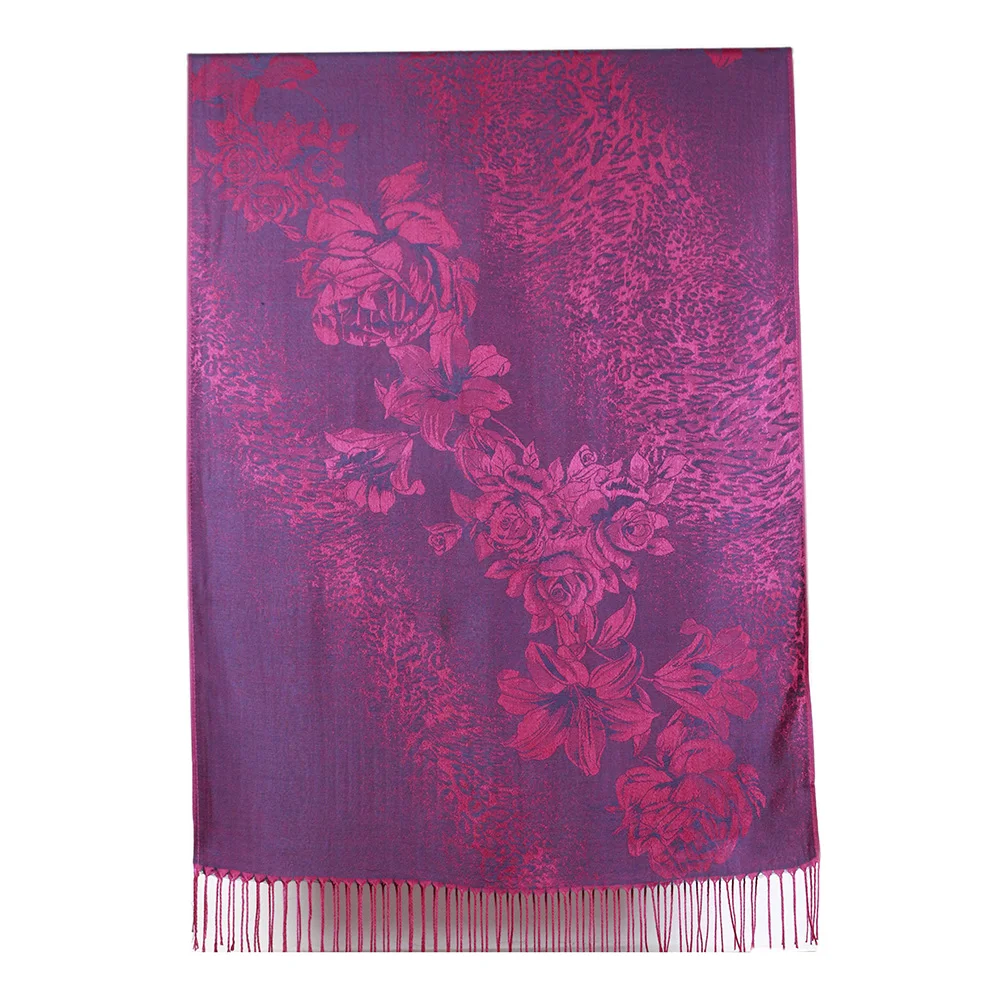 Scarf Silk Fashion Mujer Hijab Jacquard Kashmir Pashmina Foulard Femme Shawls Muffler Stole Wrap Tassel