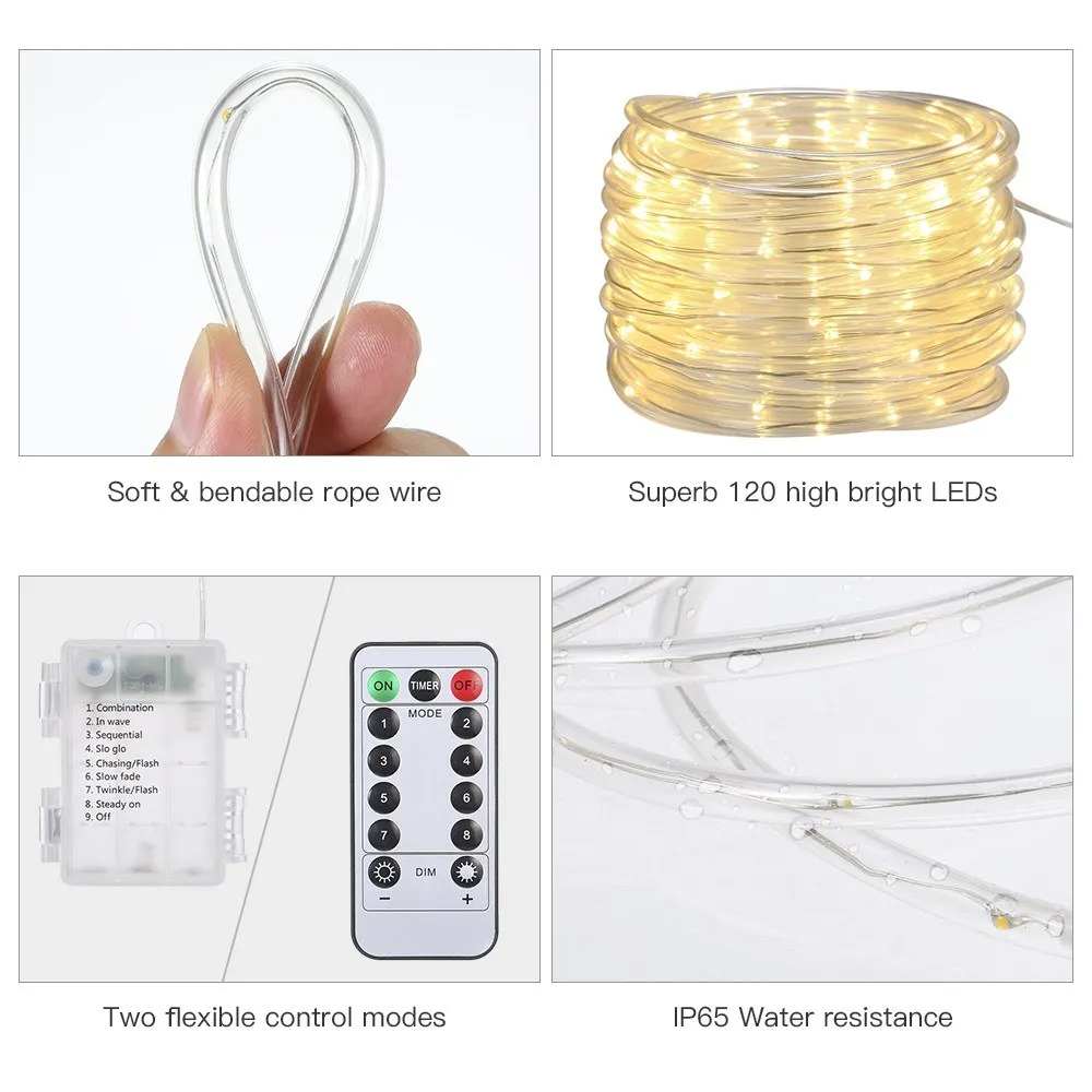 12M/39.4Ft 7.2W 120 LEDs Rope Light Drop shipping