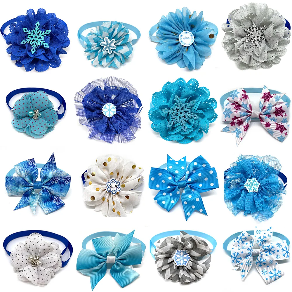 

30/50pcs Winter Mix Style Pet Dog Bow Ties Snowflake Dogs Bowties Dog Grooming Accessories for Small Medium Dog Cat Bow Ties