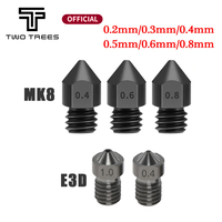 3D Printer Parts Reprap 1/2PCS MK8 E3D Hardened Steel Nozzle 1.75mm 0.2/0.3/0.4/0.5/0.6/0.8mm For Ender 3 PRO CR10 3D Printer