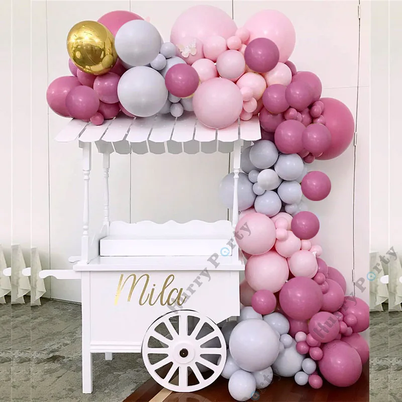 Retro Pink Balloons Gold and Pink Balloons Garland Arch Kit for Bridal Baby Shower Party Decoration Valentine's Day Decor