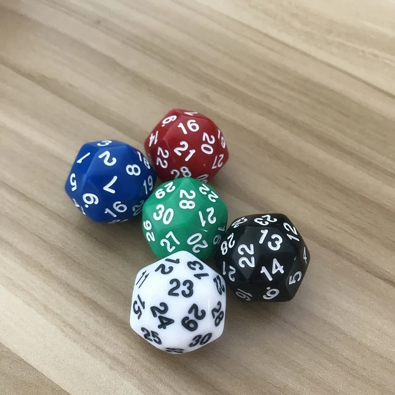 1Pcs/Lot D30 Thirty-surface 25mm Digital Dice Quality Colour Acrylic Rounded Corners Originality Dice Set Entertainment