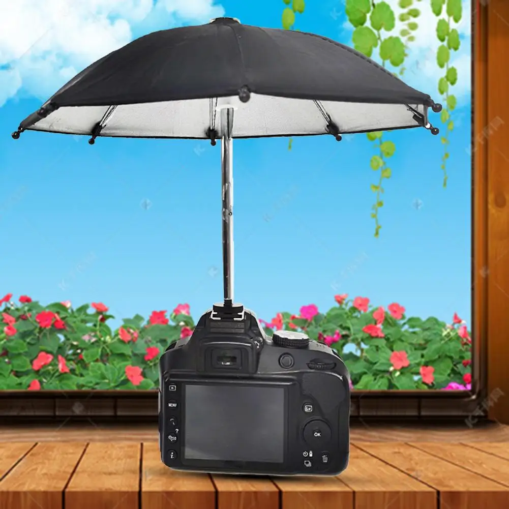 DSLR Camera Umbrella Universal Hot Shoe Cover Photography Camera Sunshade Rotatable Camera Sunshade Rainy Holder for