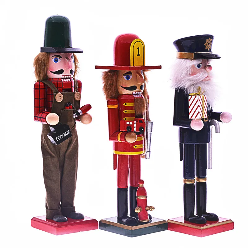 MYBLUE 35CM Hand Made Wood Nutcrackers Puppet Ornaments For New Year Christmas Home decoration