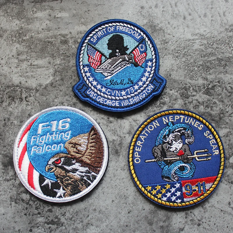F16 Fighting Falcon USS George Washington CVN 73 US Navy Embroidery Tactical Patch Aircraft Carrier Sailor Airplanes USA Badge