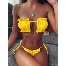 Sexy Bikini 2025 Pleated Bandeau Swimsuit #3