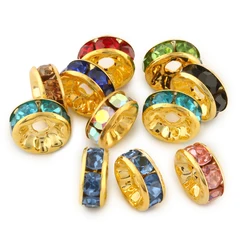 4 6 8mm Gold color Rhinestone Rondelles Crystal Spacer Beads for DIY Jewelry Making Accessories Handmade Bracelet Necklace