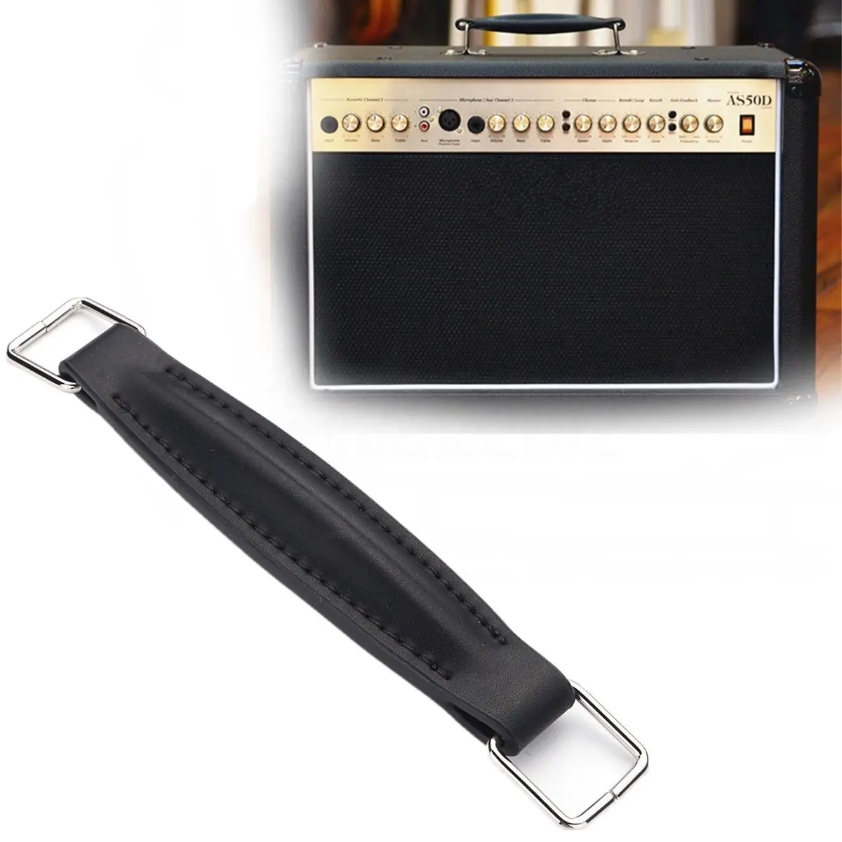 Black/Coffee Optional Vintage Guitar Amplifier Leather Handle With Fitting For Marshall Amp AS50D AS100D Replacement