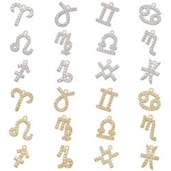 Mini 12 Constellations Taurus Leo Brass Crystal Pendant For Women Necklace Earrings Bracelet Jewelry Accessories:VD590
