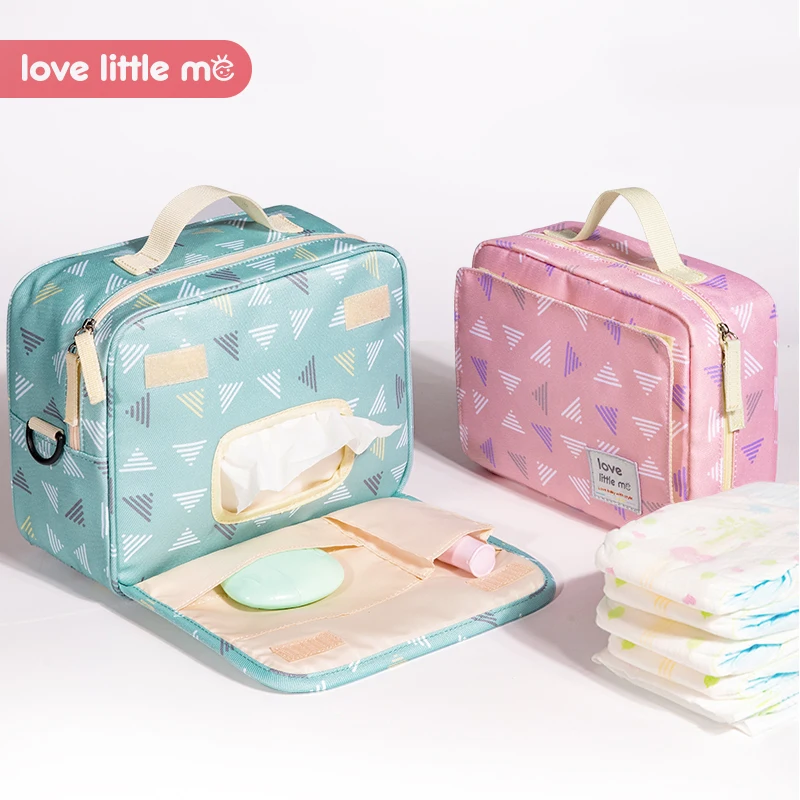 Bolsa de pañales portátil Love Little Me para bebé, bolsa de maternidad impermeable, bolsa de pañales de tela húmeda, cubierta de pañales