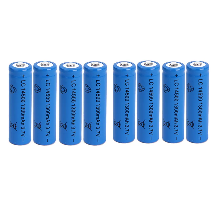 

8pcs/lot Large capacity 14500 battery 3.7V 1300mAh rechargeable lithium battery for flashlight battery