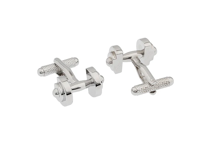 New Arrival Dumbbell Cuff Links Silver Color Sport Design Quality Brass Material Men's Cufflinks Wholesale & Retail