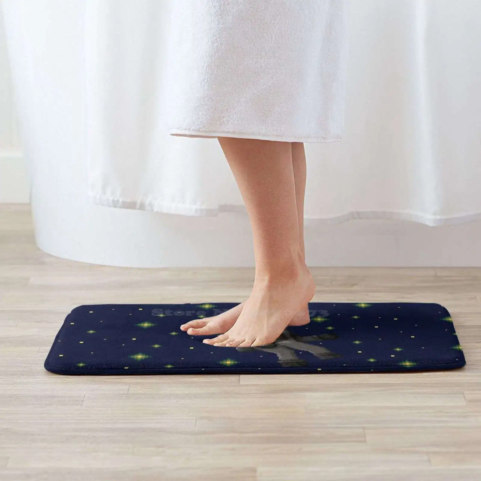 Soft Cushion Home Carpet Door Mat Car Rug Astronaut Spaceman Stars Pixel Lost Outerspace Blue Vintage